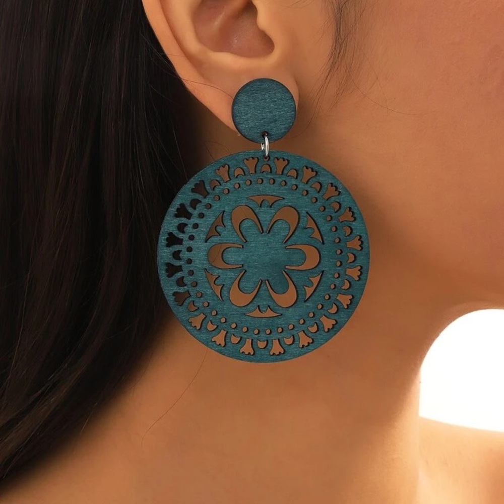 Elegant Teal Statement Earrings